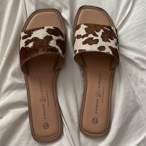 Cow print sandals